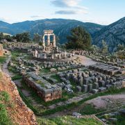 Image of Ruins of an ancient greek temple of Apollo at Delphi, Greece