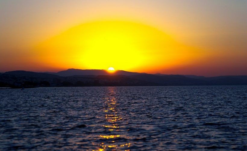 Beautiful sunset on the fishing boat